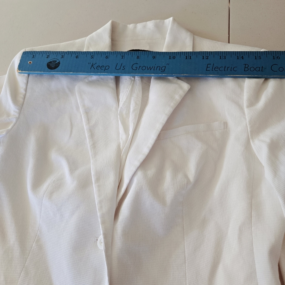 Vintage Express Stretch Blazer Jacket Size 7/8 White Lined 2 Button Pockets - Picture 10 of 16